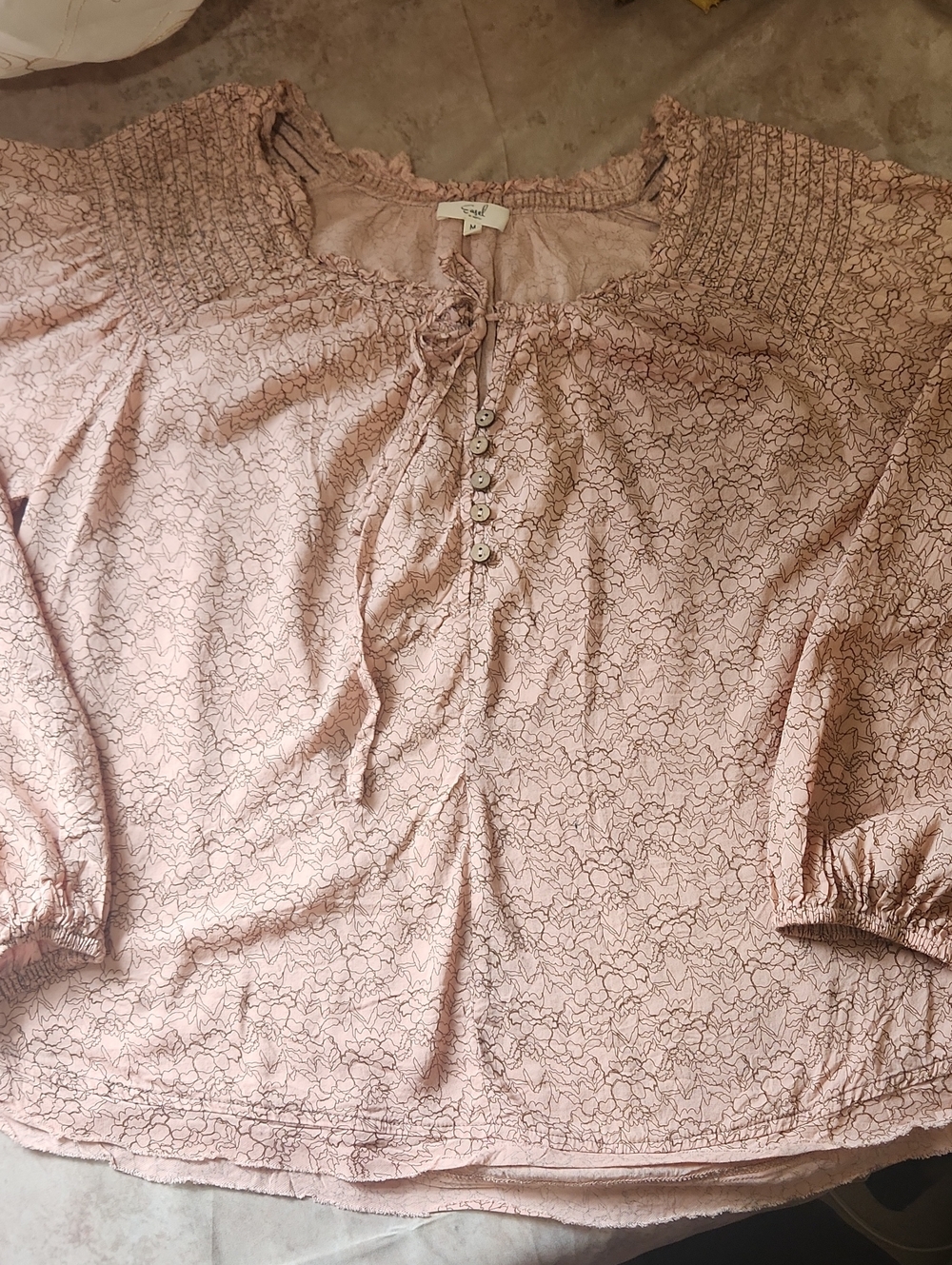 easel Dusty Coral Floral Tie-Neck Peasant Blouse